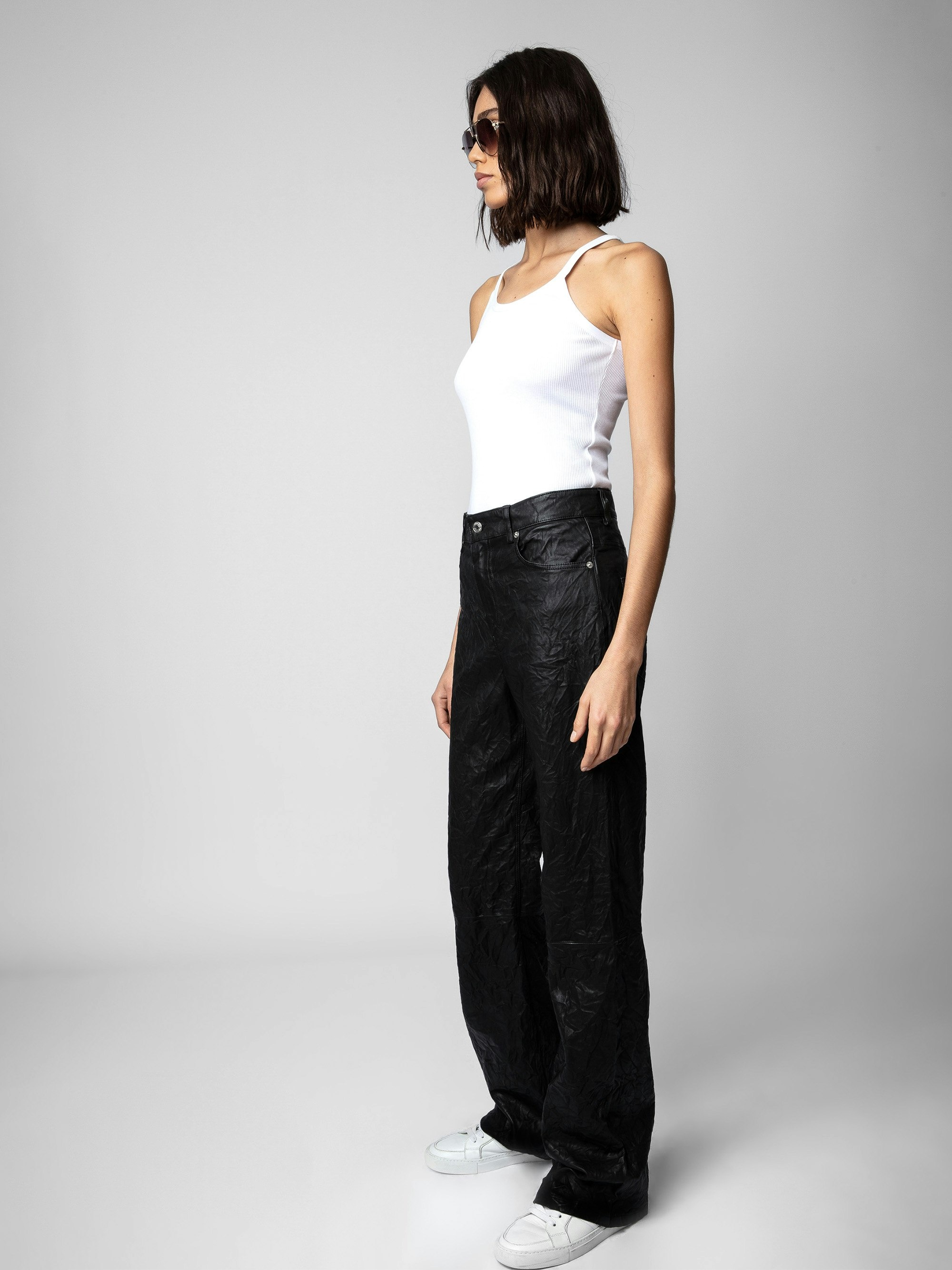 Evy Crinkled Leather Pants - 4