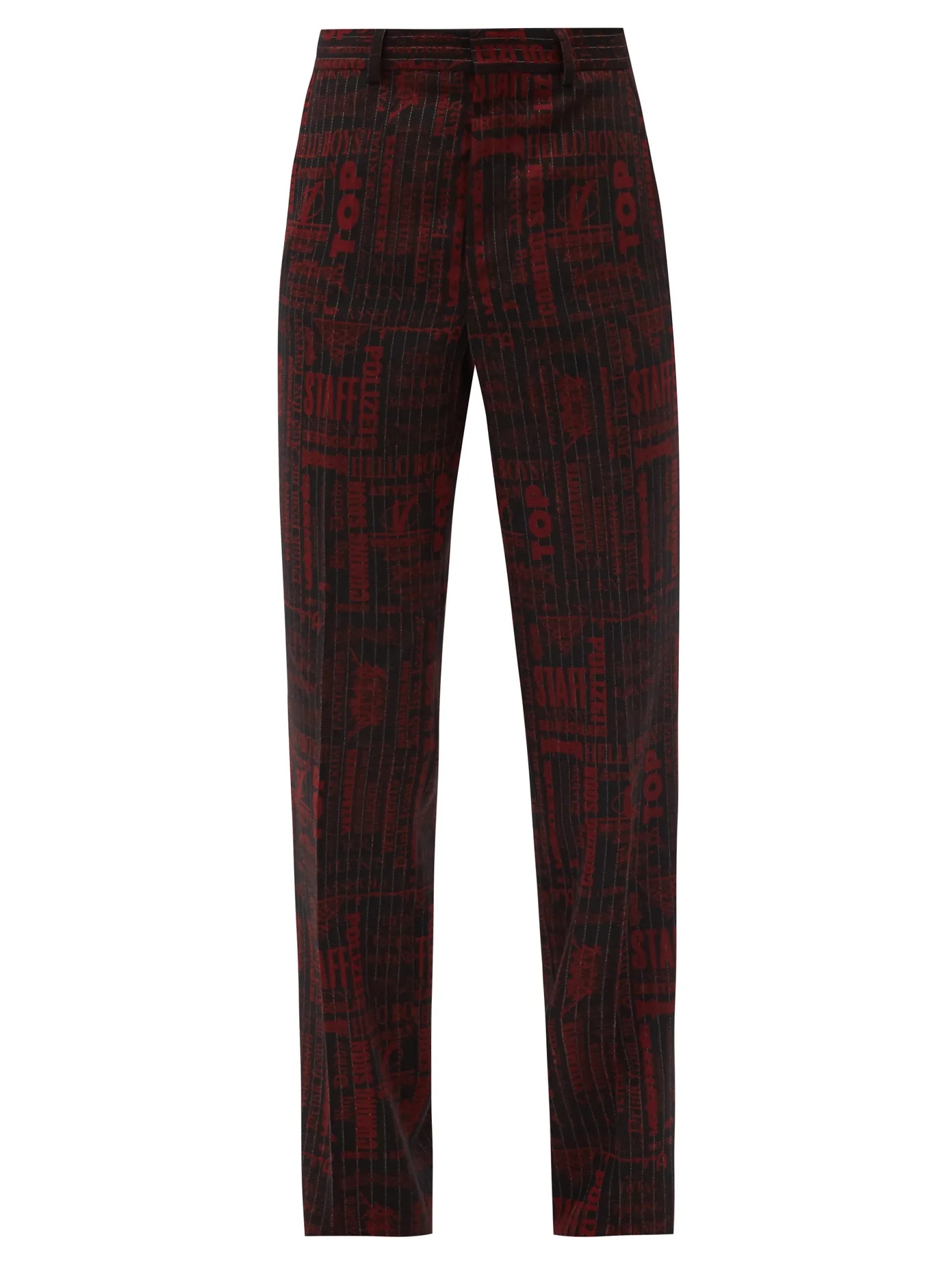 Jacquard-text wool-blend trousers - 1