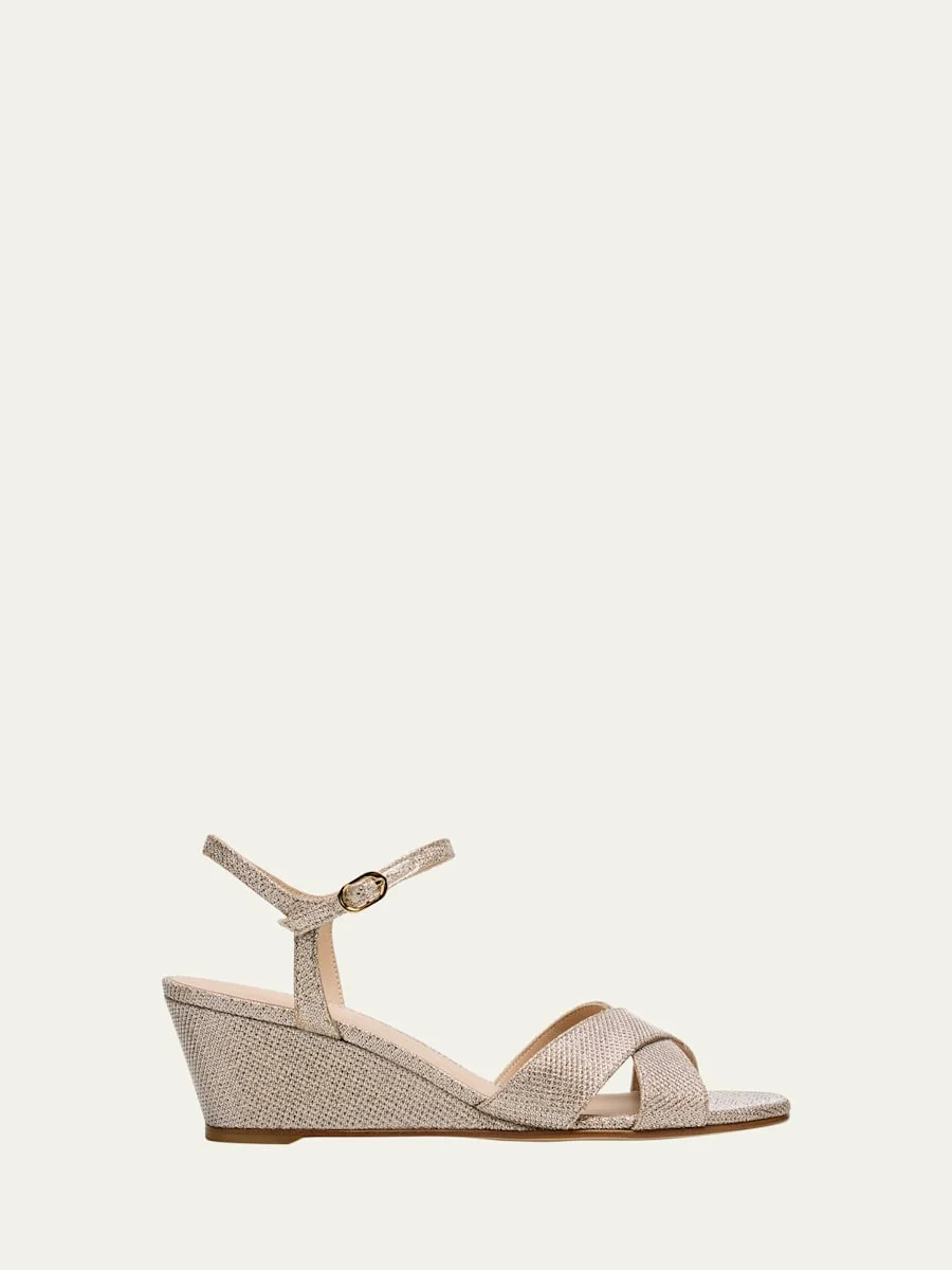 Dayna Metallic Crisscross Wedge Sandals - 1