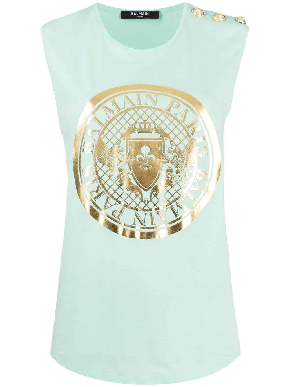 sleeveless logo-print T-shirt  - 1