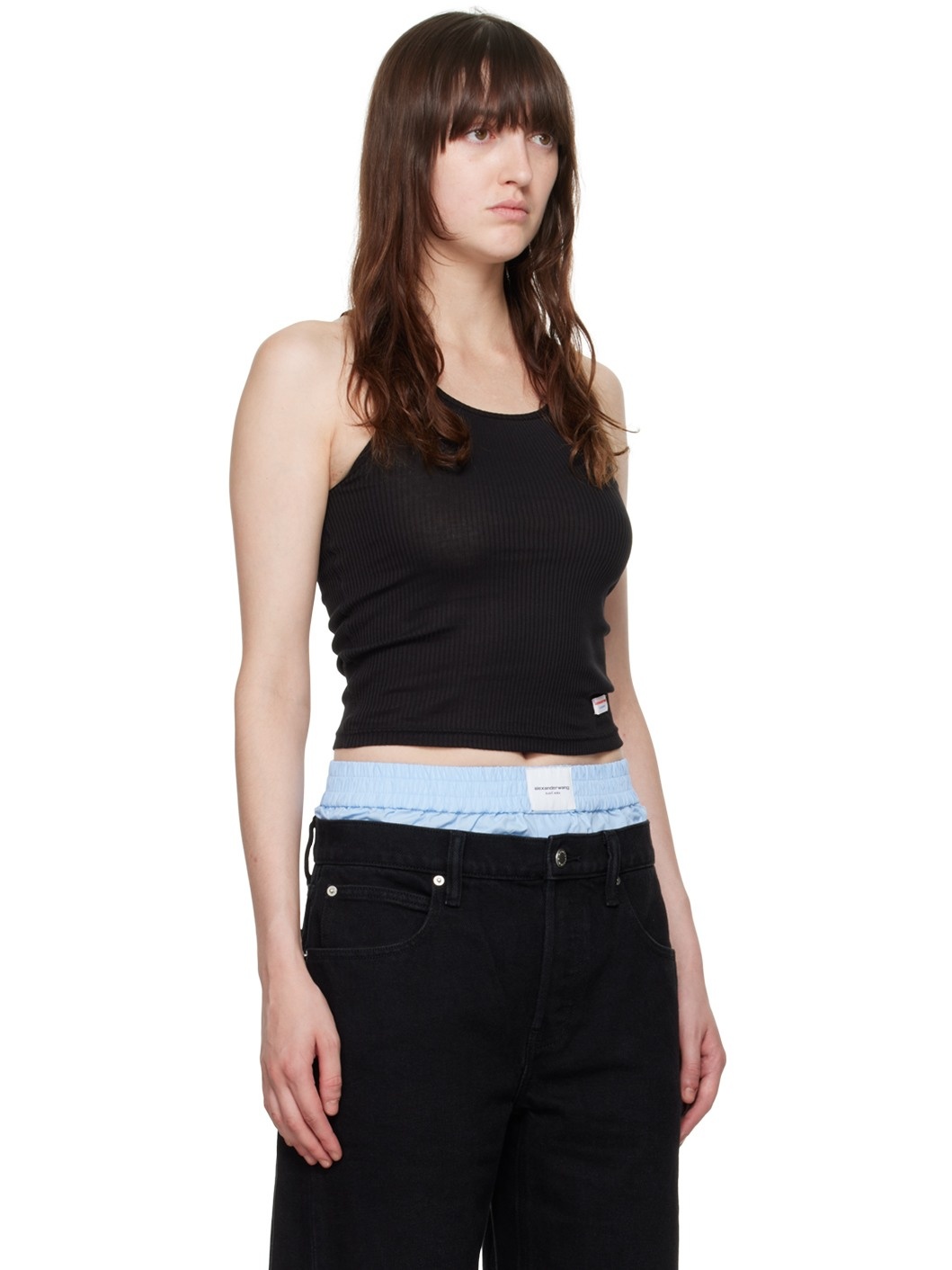 Black Cropped Tank Top - 2