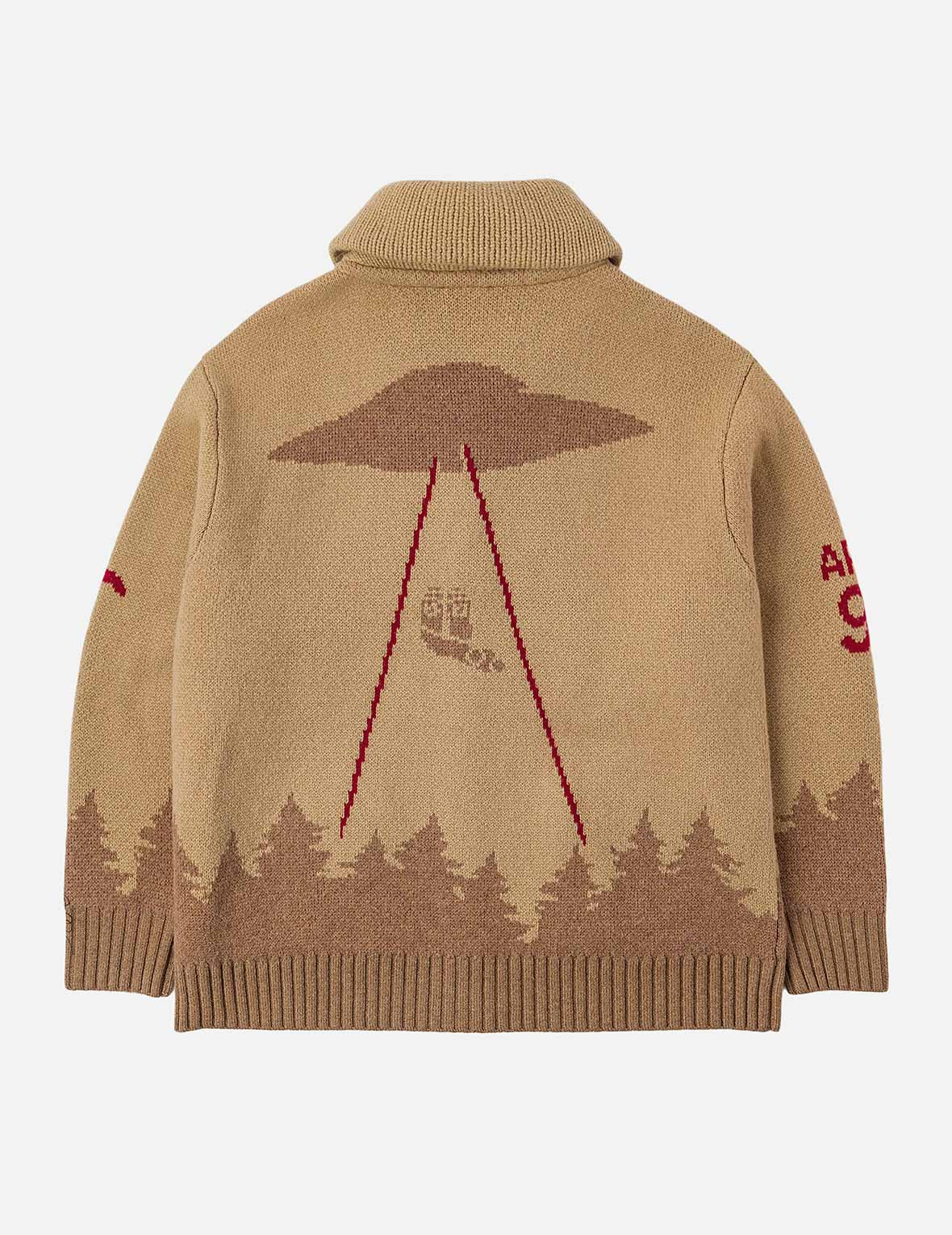 UFO and Cowichan Intarsia Patterns Relax Fit Knitted Sweatshirt - 4