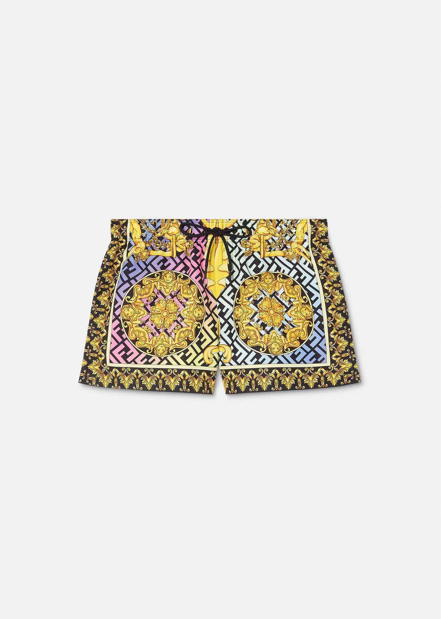 Fendace Gold Baroque Swim Shorts - 1