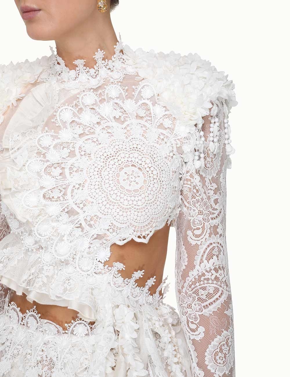 Zimmermann WONDERLAND LACE FRILL BODICE - 6472TWONCRM | REVERSIBLE