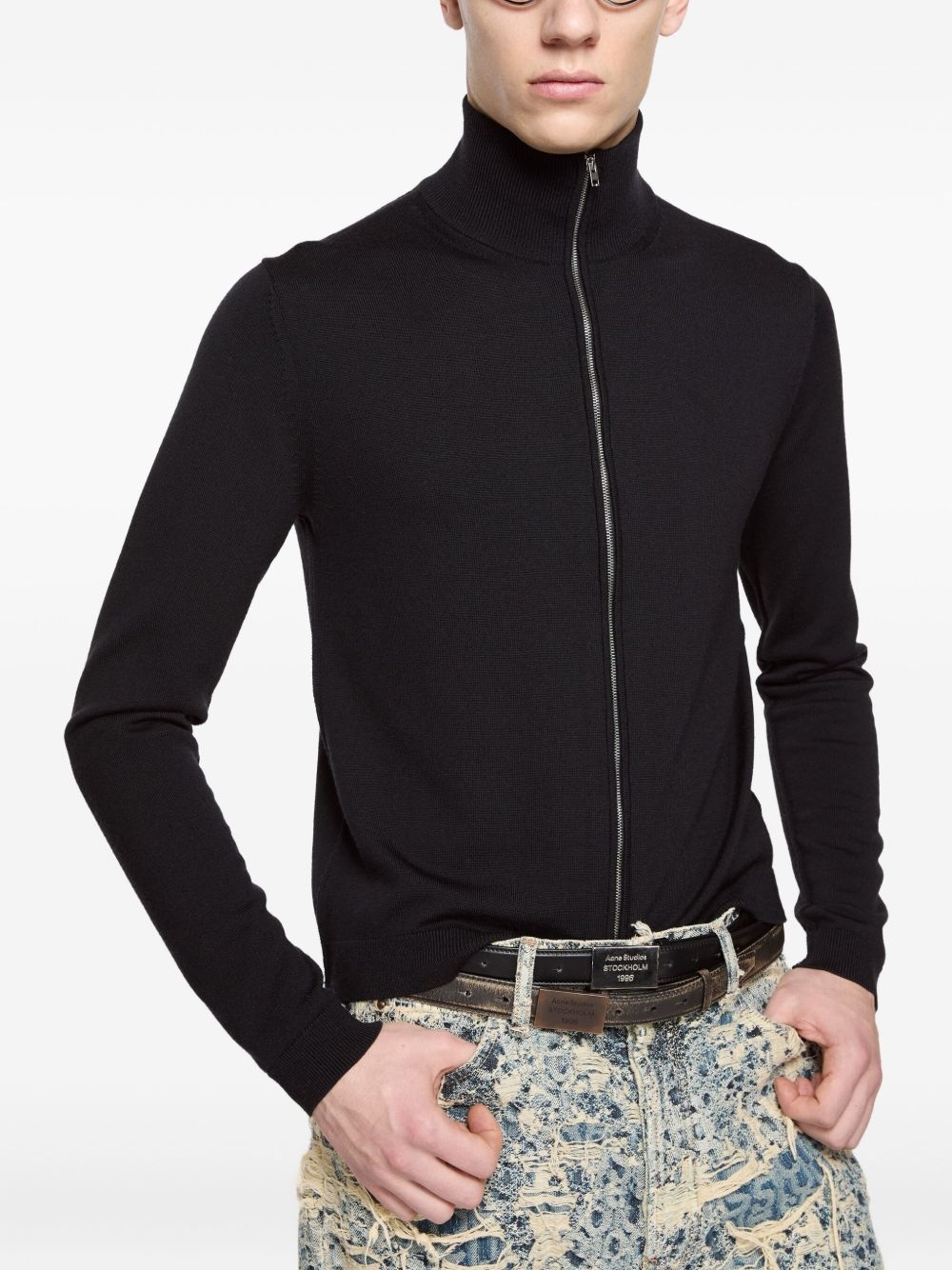 high-neck zip-up cardigan - 4