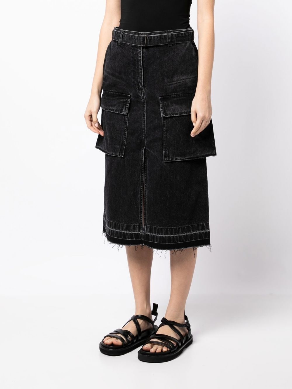 cargo-pocket denim skirt - 3