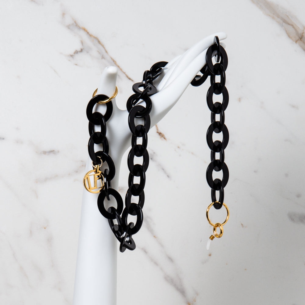 BLACK OVAL LINK ACETATE CHAIN - 1