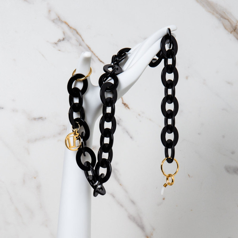 BLACK OVAL LINK ACETATE CHAIN 1