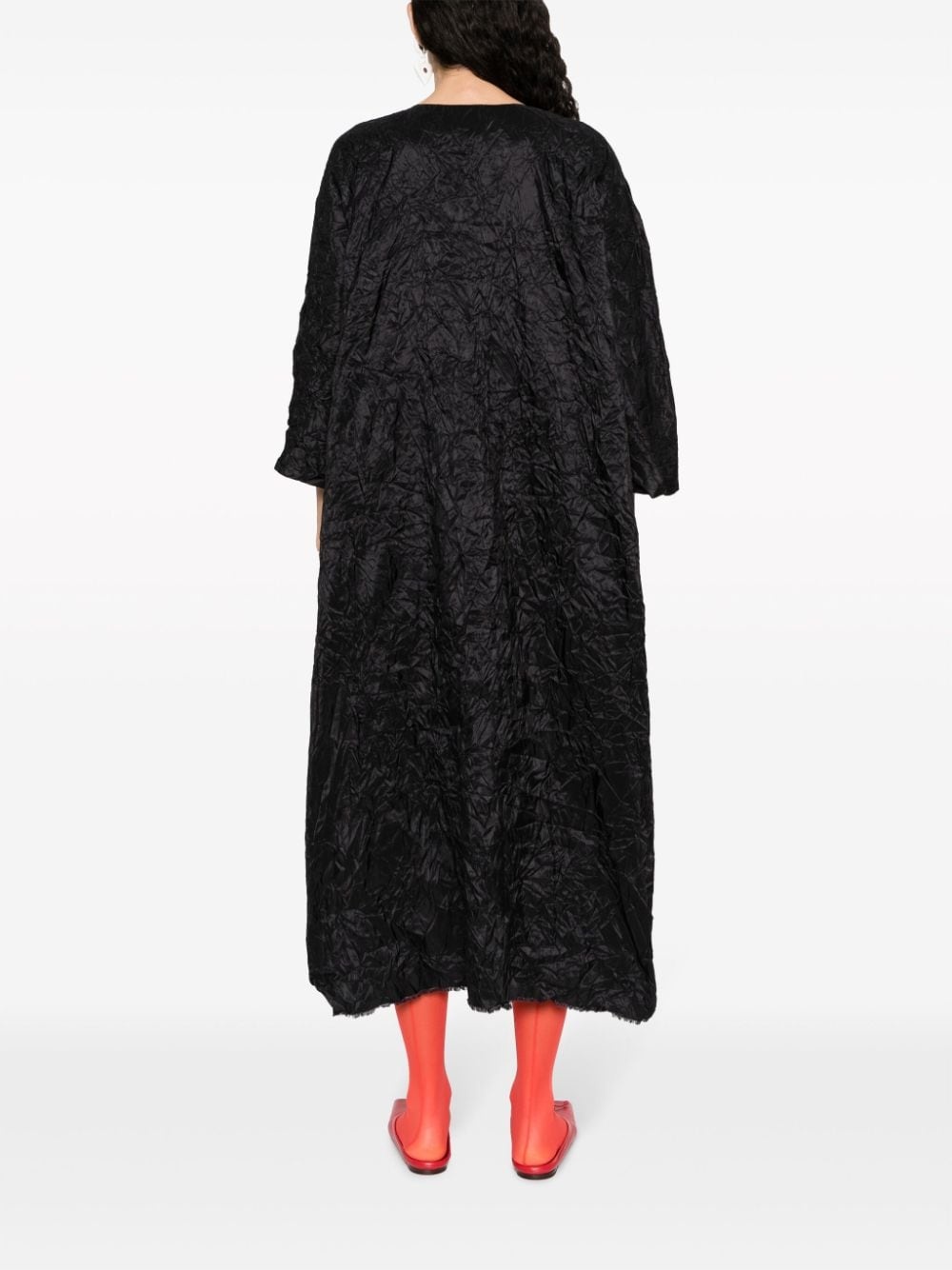 crinkled silk midi dress - 4