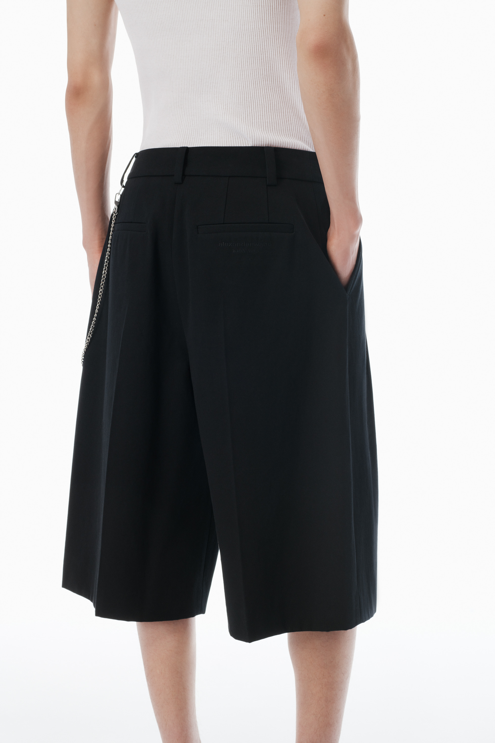 Black Cotton Shorts with Key Hardware - 5