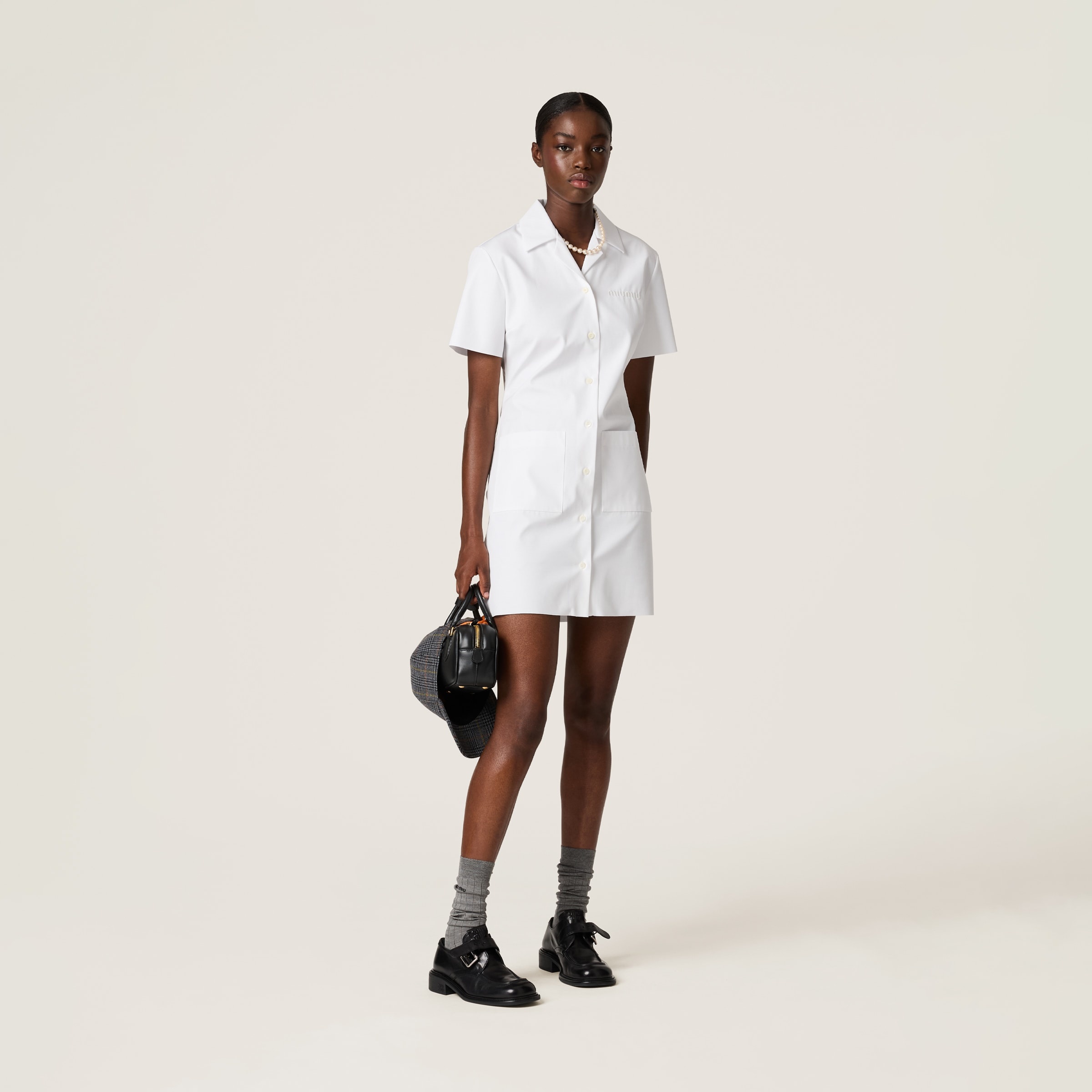 Poplin and jersey mini-dress - 2