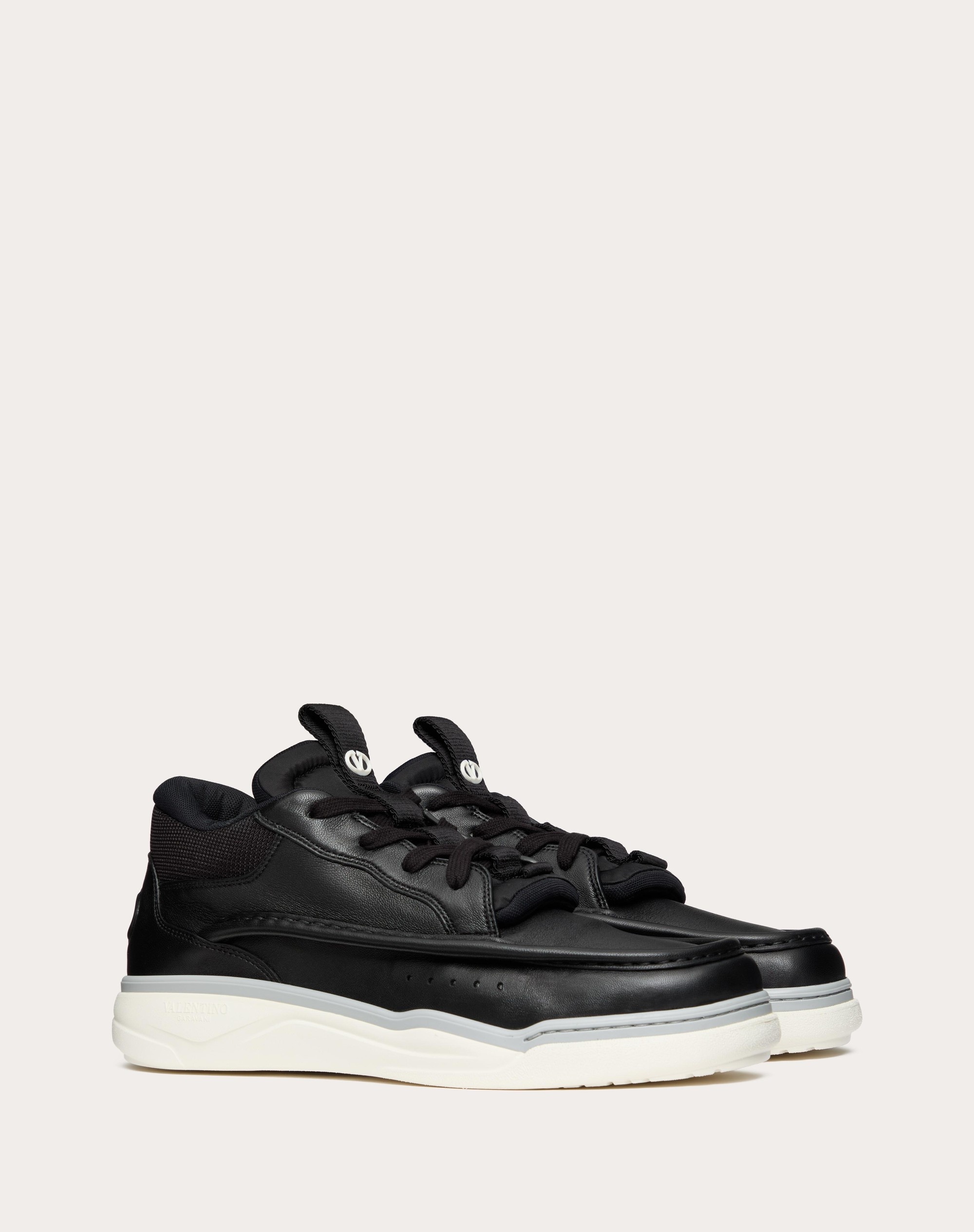 CALFSKIN LEATHER MID-TOP RUNBOOT SNEAKER - 2