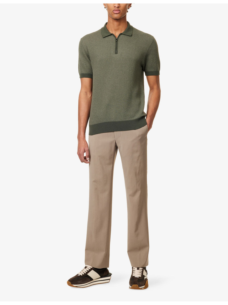 CORNELIANI Textured Short-Sleeves Cotton-Knit Polo Shirt outlook