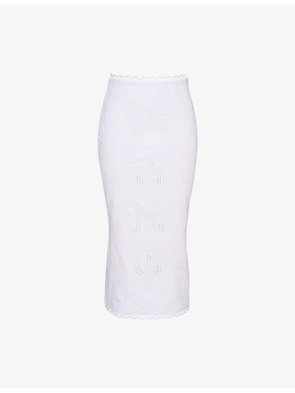 Antonie Broderie-Anglaise Slim-Fit Cotton Midi Skirt - 1