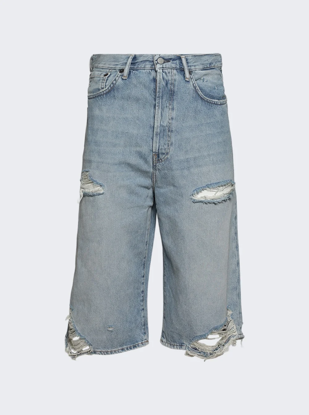 Distressed Denim Shorts Light Blue - 1