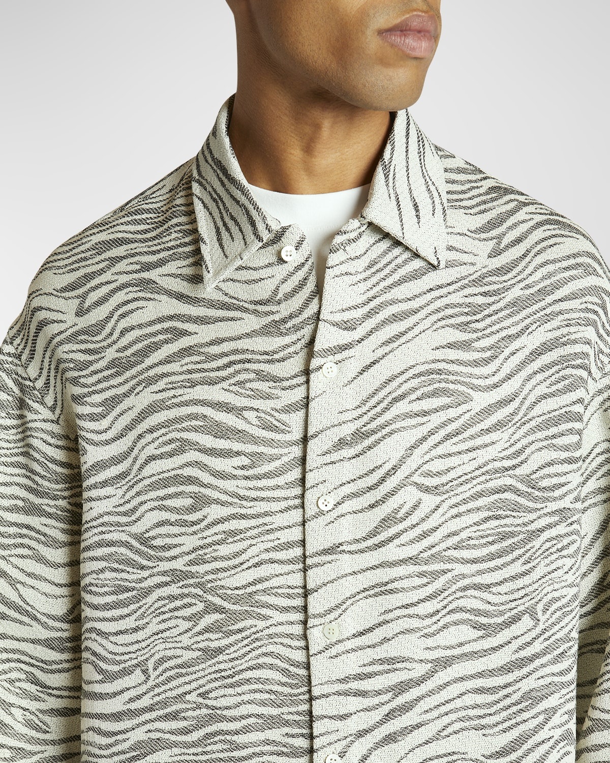 Men's Zebra Jacquard Boxy Sport Shirt - 5