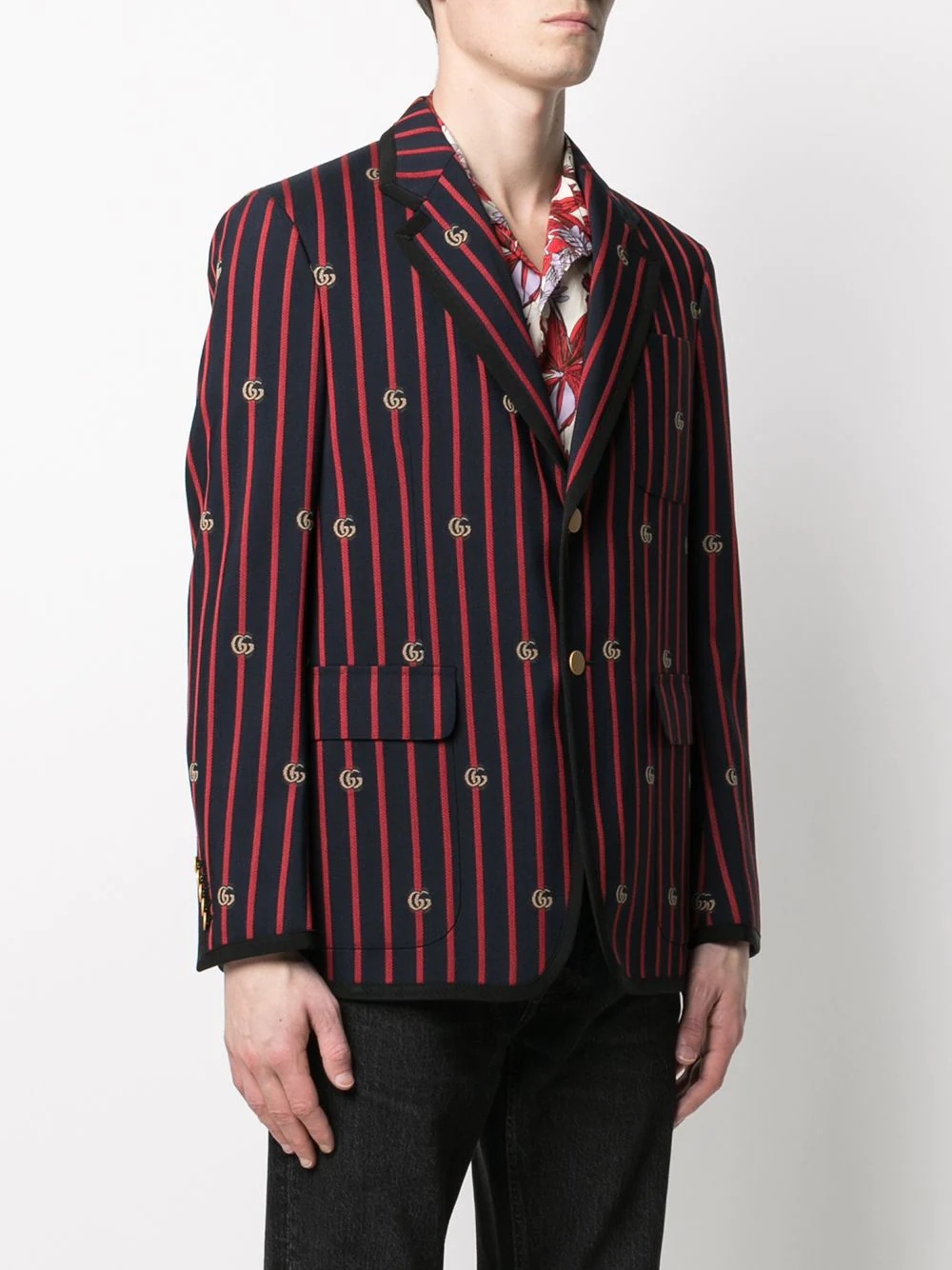 GG striped wool blazer - 3