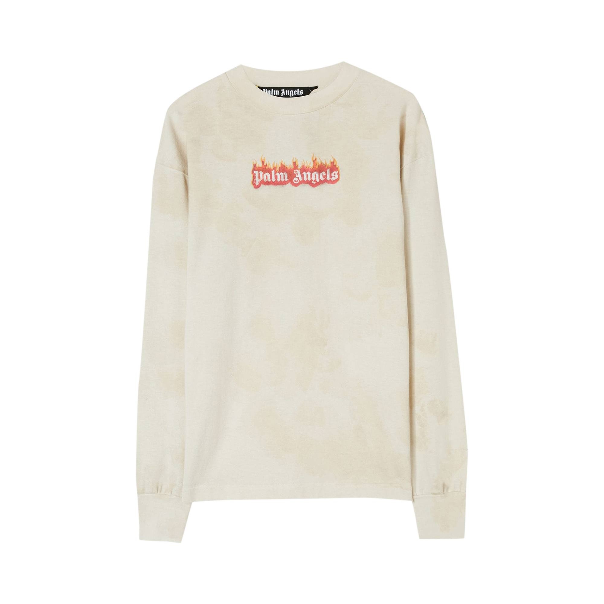 Palm Angels Burning Logo Classic Tee Long-Sleeve 'Off White' - 1
