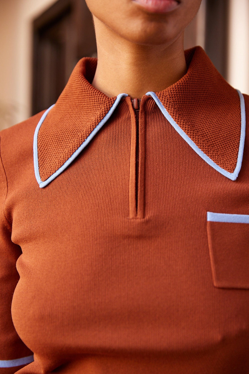 Noura Knit Polo Rust 5