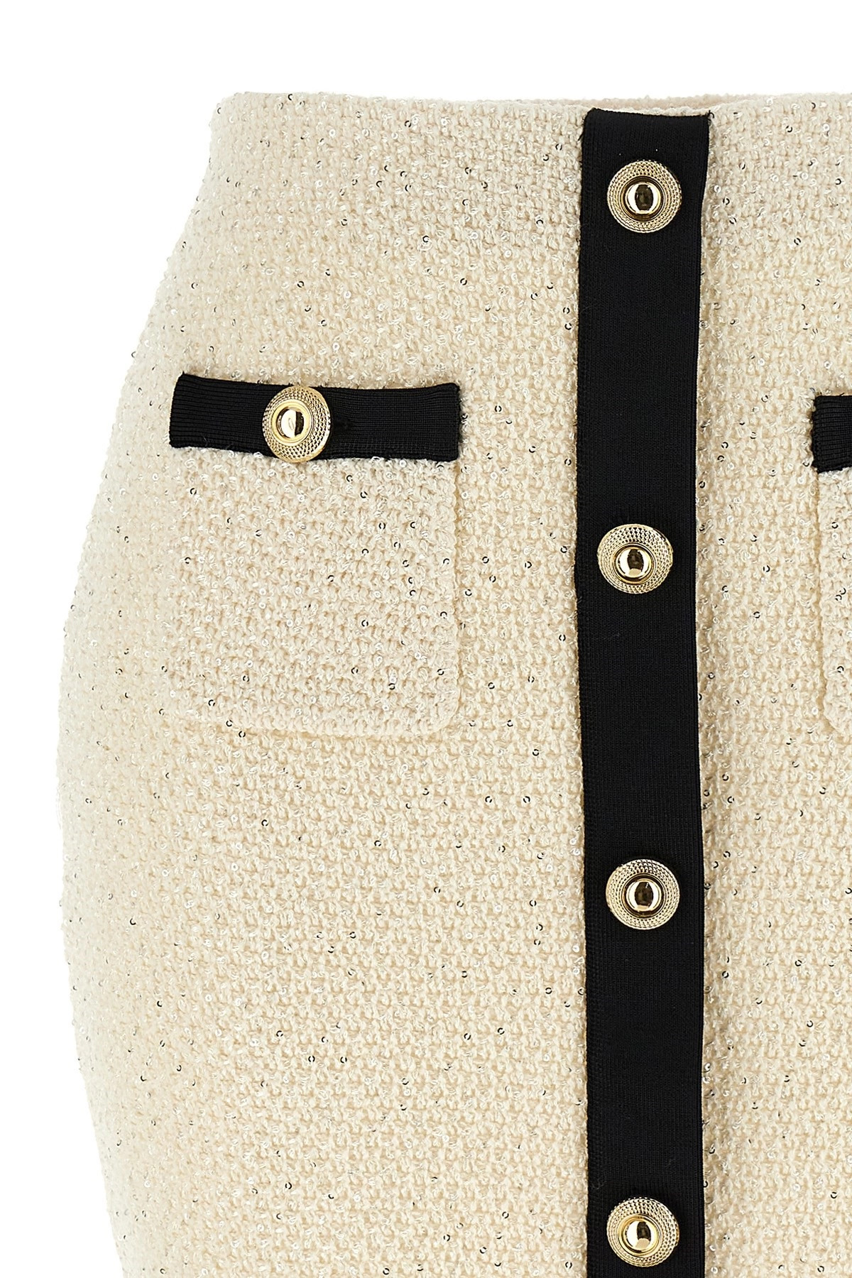 'Cream Sequin Knit Mini' skirt - 4