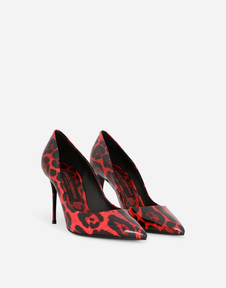 Leopard-print patent leather pumps with red base - 2