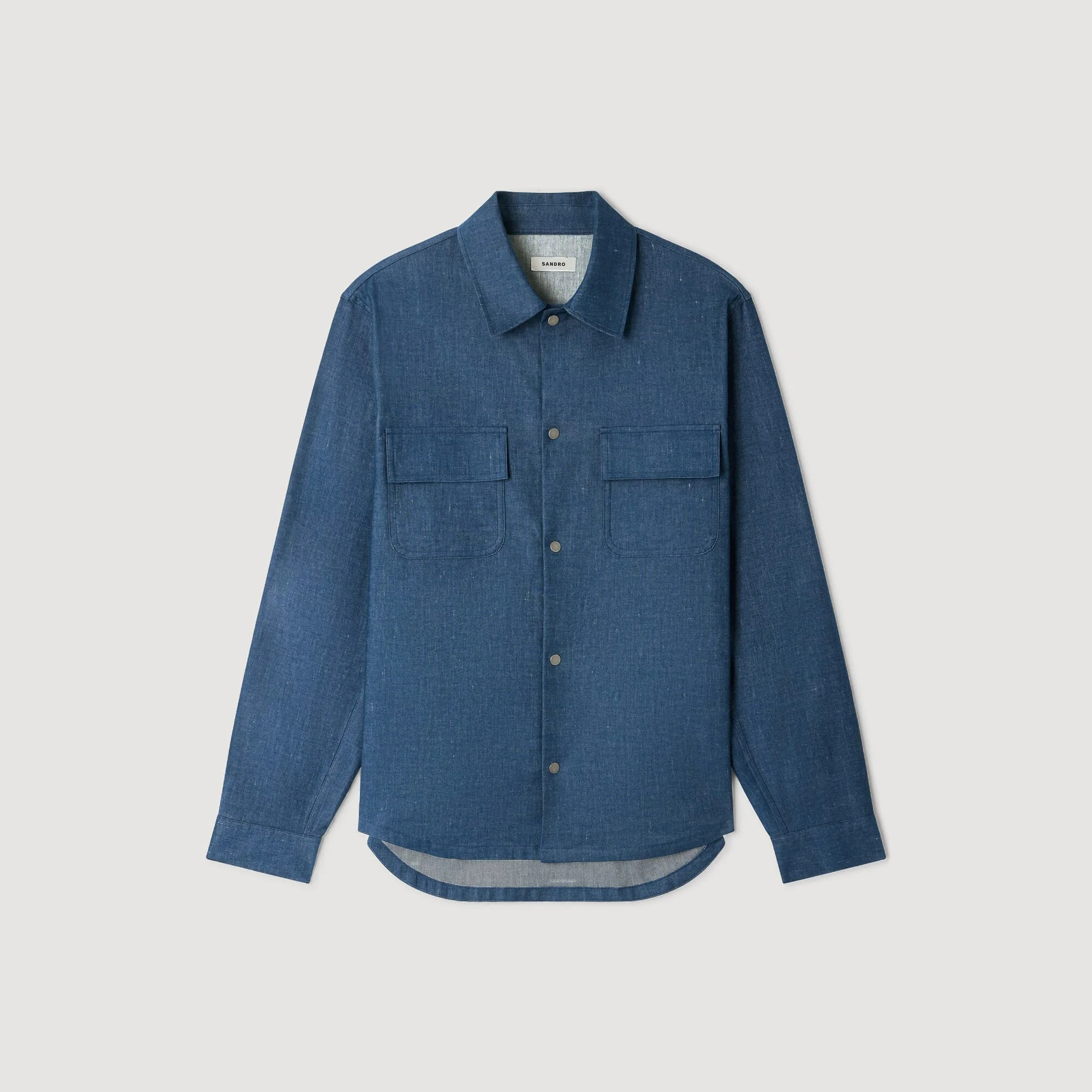 DENIM-EFFECT COTTON AND LINEN SHIRT - 1
