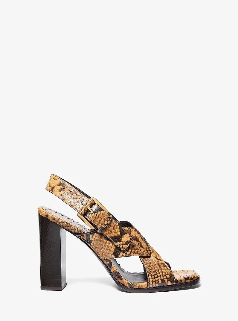 Jasmine Snake Embossed Leather Sandal - 1