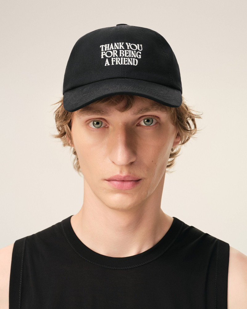 AMI Paris BLACK COTTON THANK YOU FOR BEING A FRIEND EMBROIDERY CAP outlook
