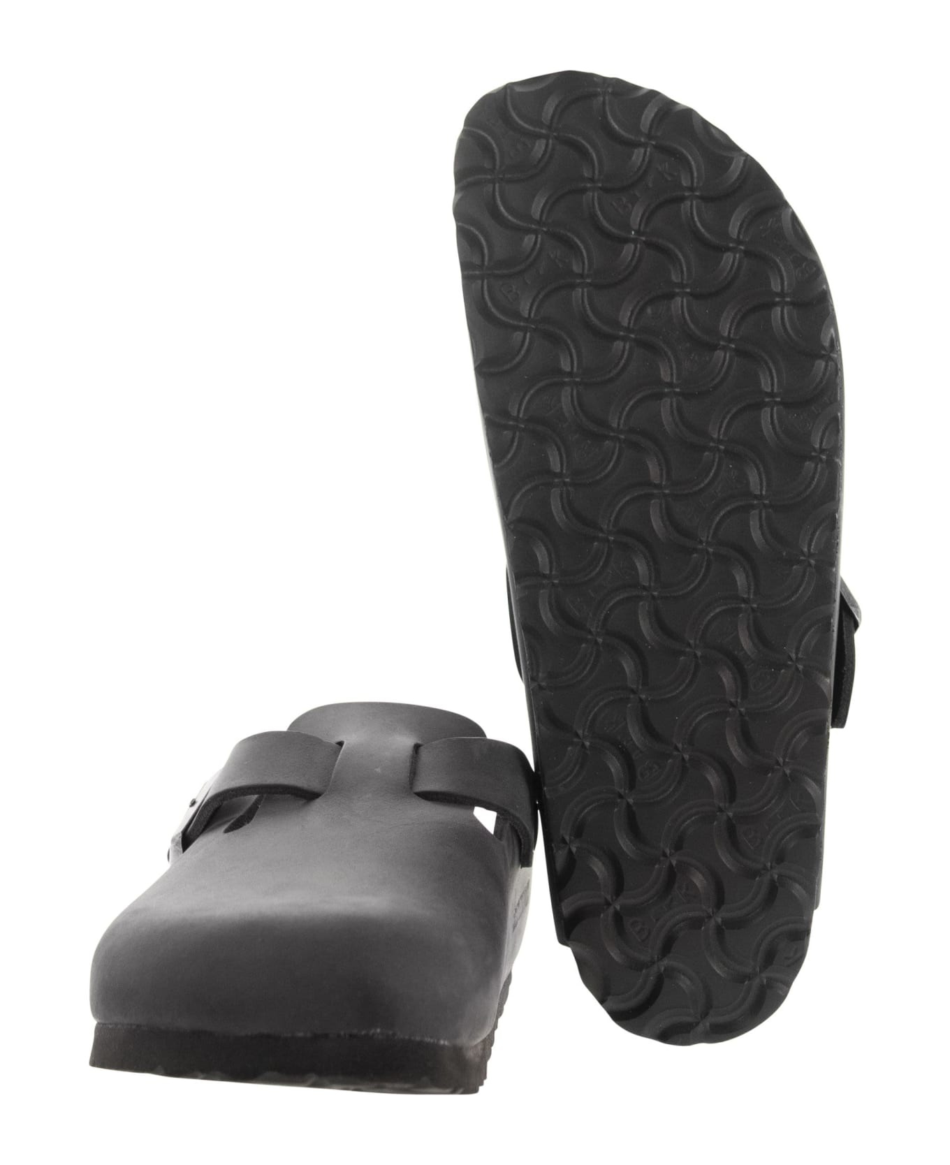サンダル・ミュール BIRKENSTOCK SS25 BOSTON - Oiled leather sabot (059463 BLK) Birkenstock Boston Oiled Leather Soft Footbed Clogs