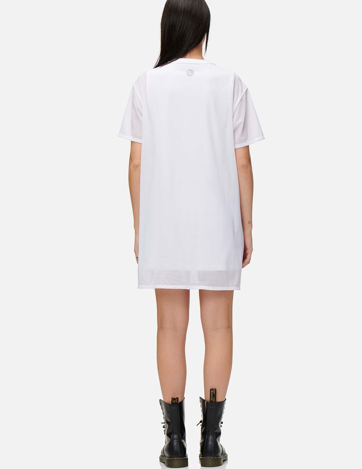 Mesh Overlay T-shirt Dress - 6