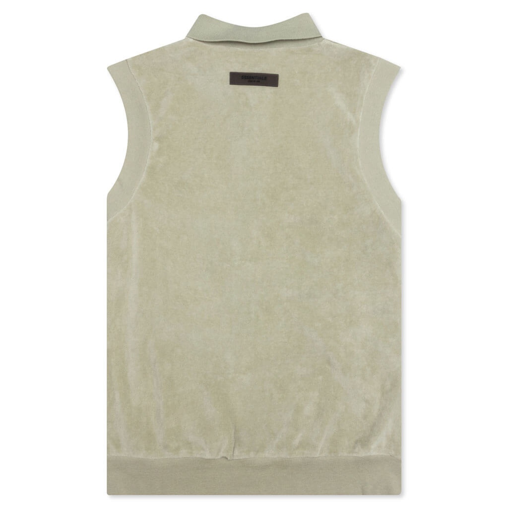 FEAR OF GOD ESSENTIALS WOMEN'S VELOUR SLEEVELESS POLO - SEAFOAM - 2
