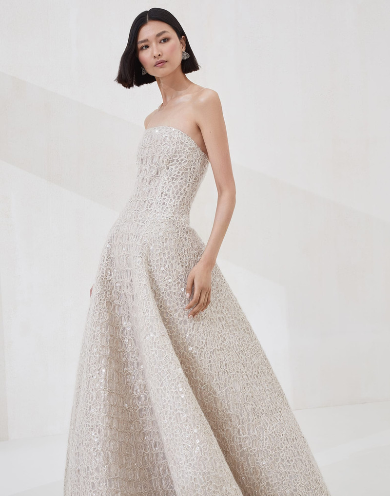 Dazzling croc embroidery dress in mohair, silk and linen 4