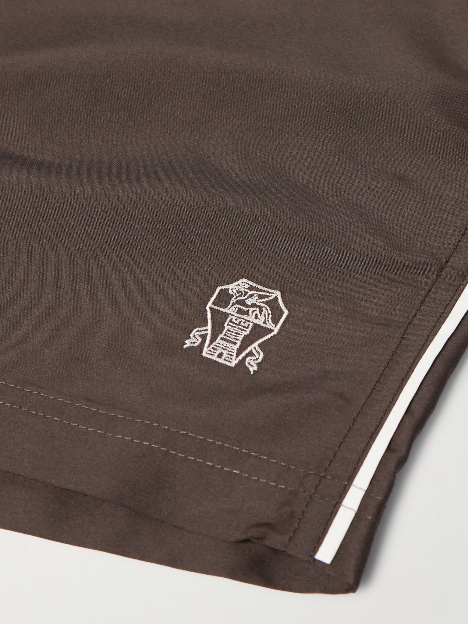 Straight-Leg Mid-Length Swim Shorts Brown - 4