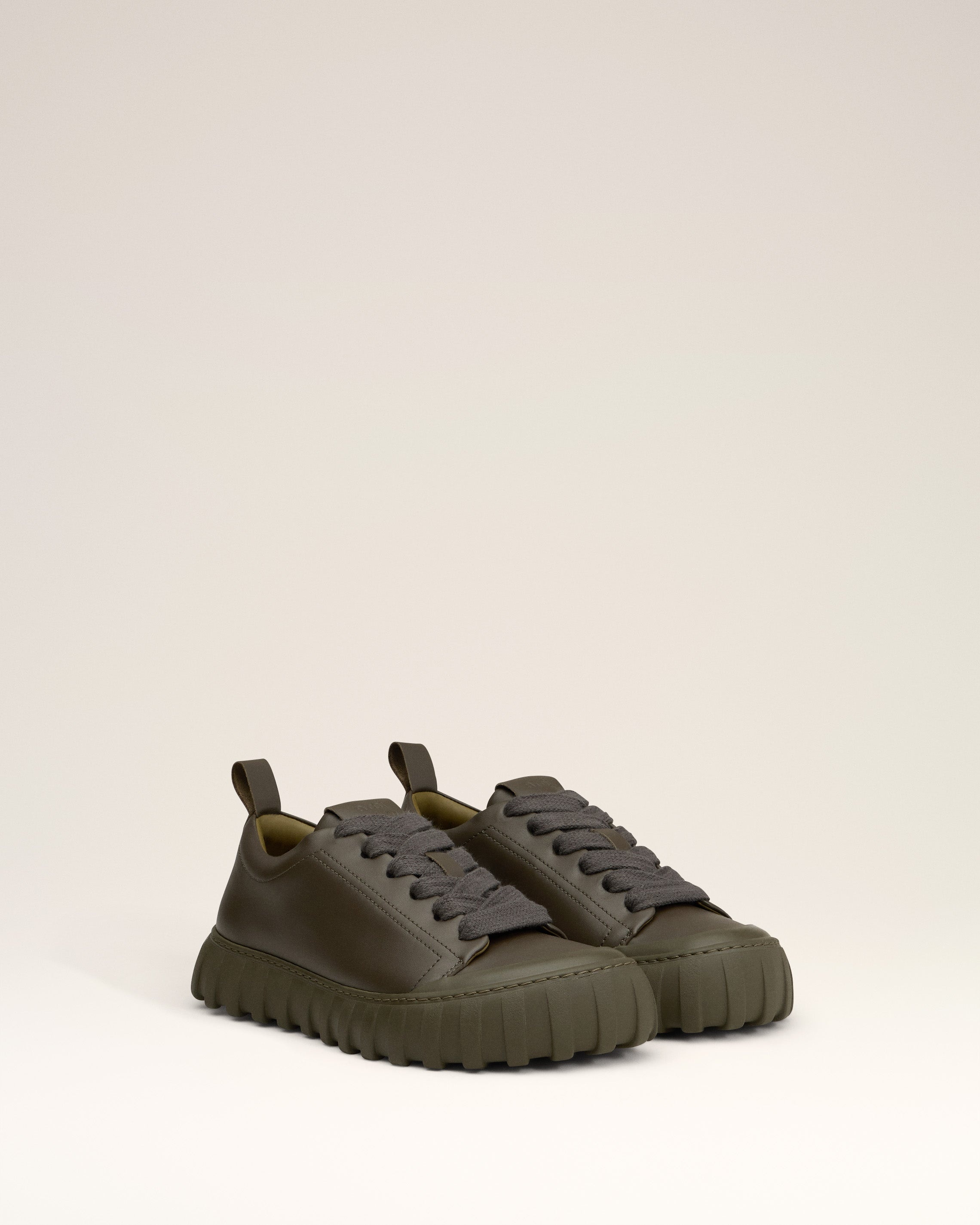 GREEN LEATHER LOW TOP TEMPO SNEAKERS - 3