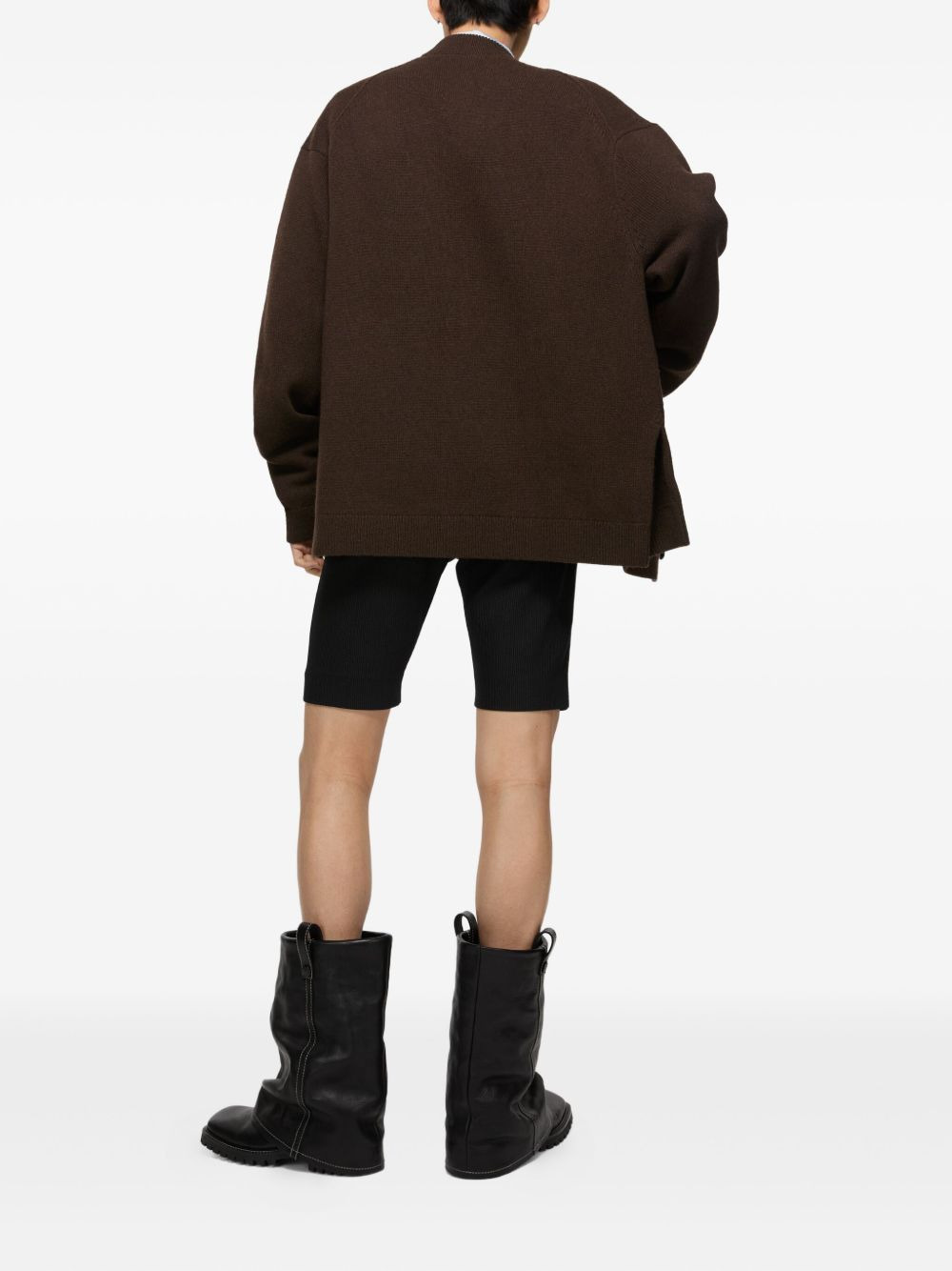 embroidered-logo buttoned cardigan - 3