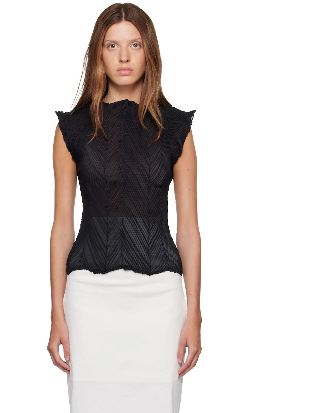 Black Zigzag Pleats Top - 1