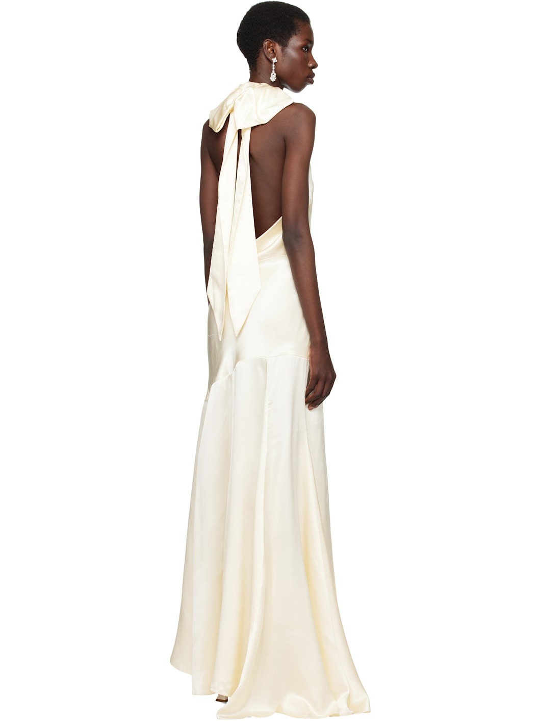 SSENSE Exclusive Bridal Capsule Silk Satin Bow Maxi Dress - 3