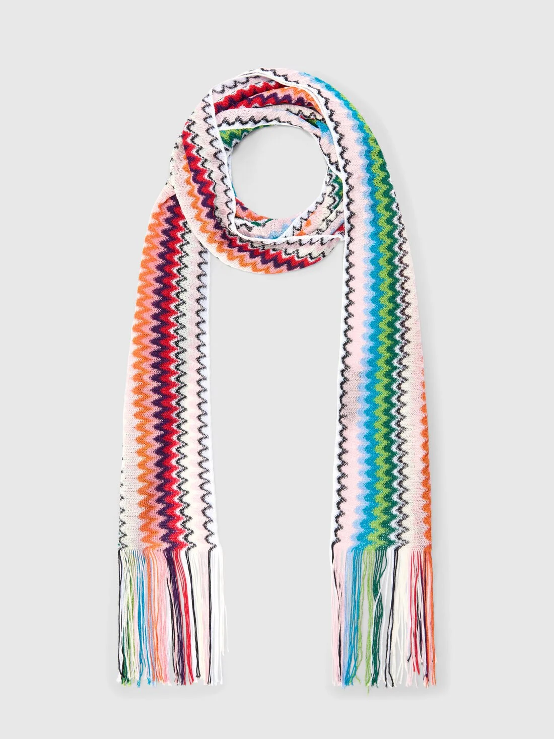 Viscose scarf with fringes and zigzag motif - 1