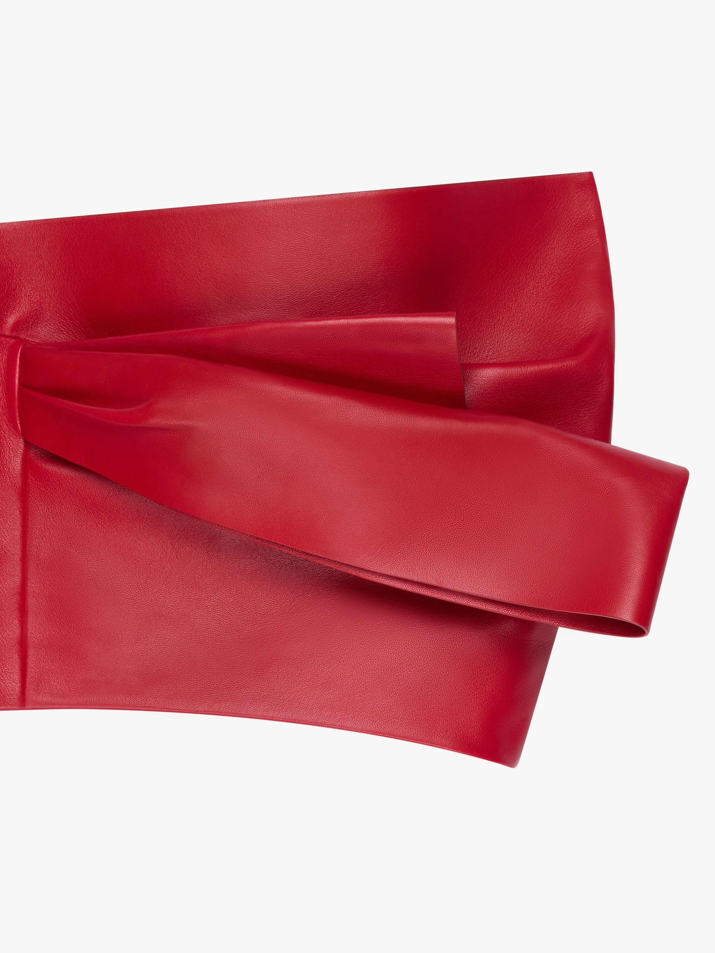 CROPPED BUSTIER TOP IN LEATHER WITH DRAPED DETAIL - 5