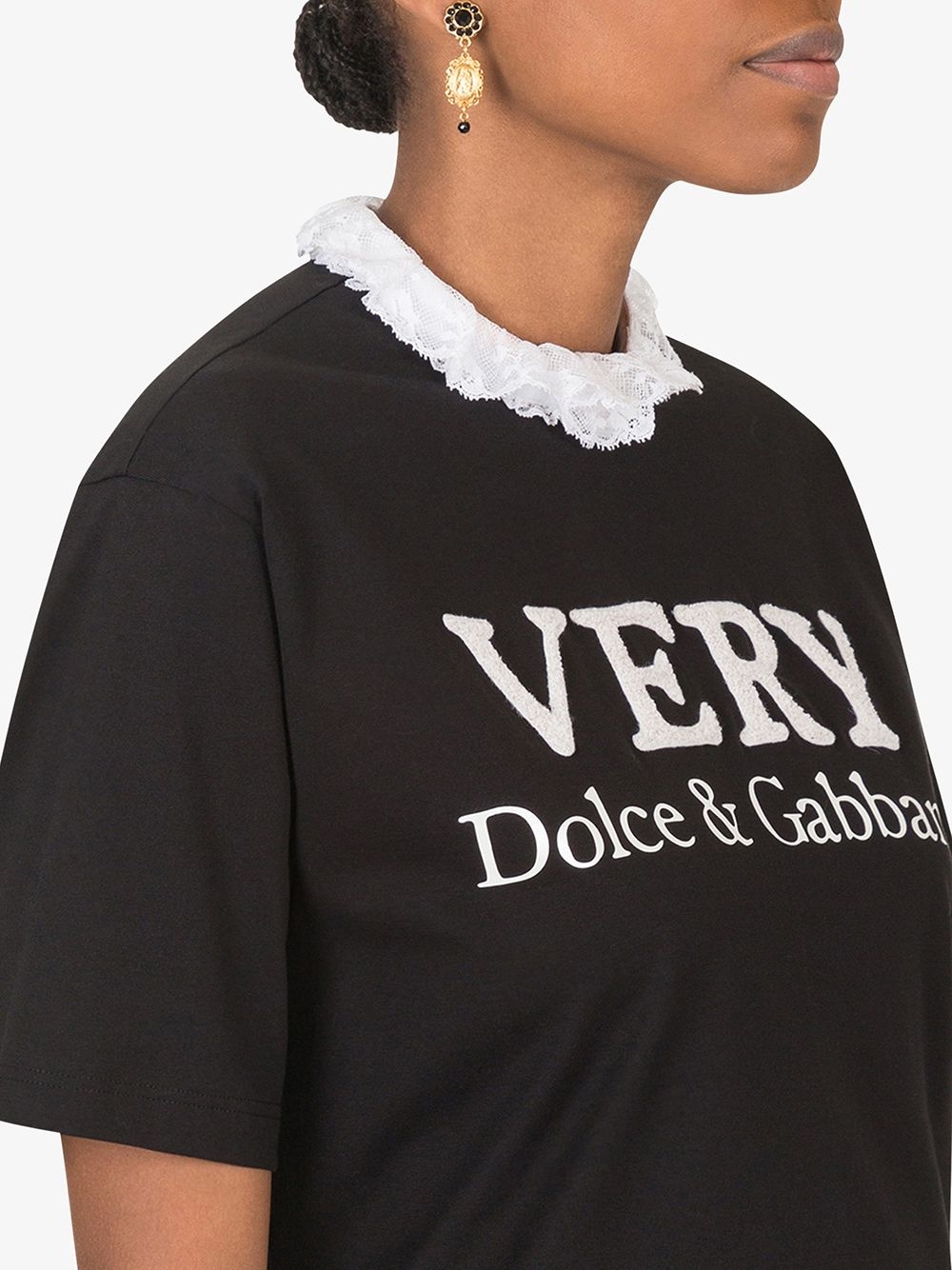 Very ruffled-neck logo T-shirt - 5