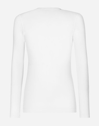 Dolce & Gabbana Fine-rib cotton granddad-neck T-shirt outlook