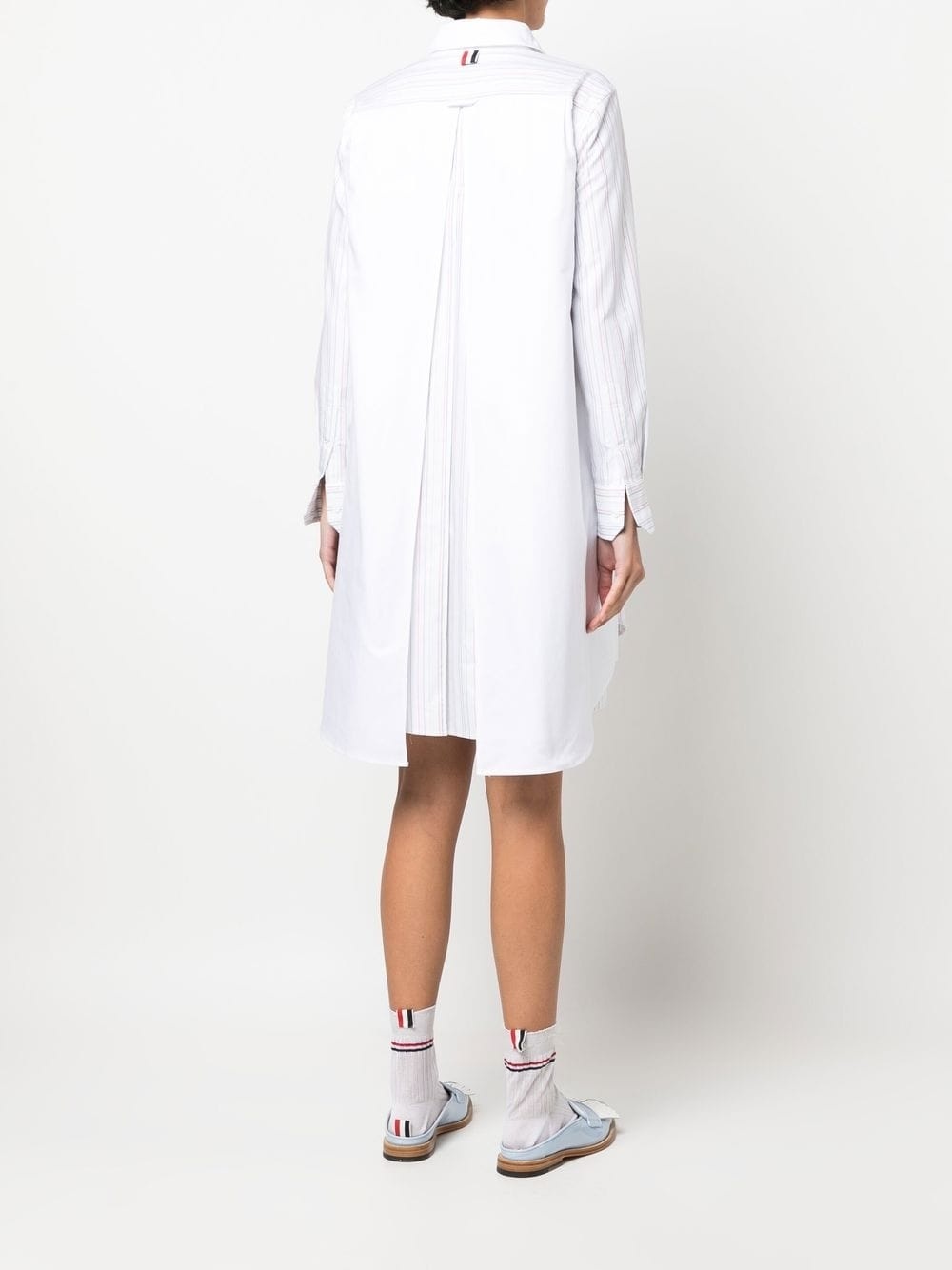 striped pleat-detail shirtdress - 4
