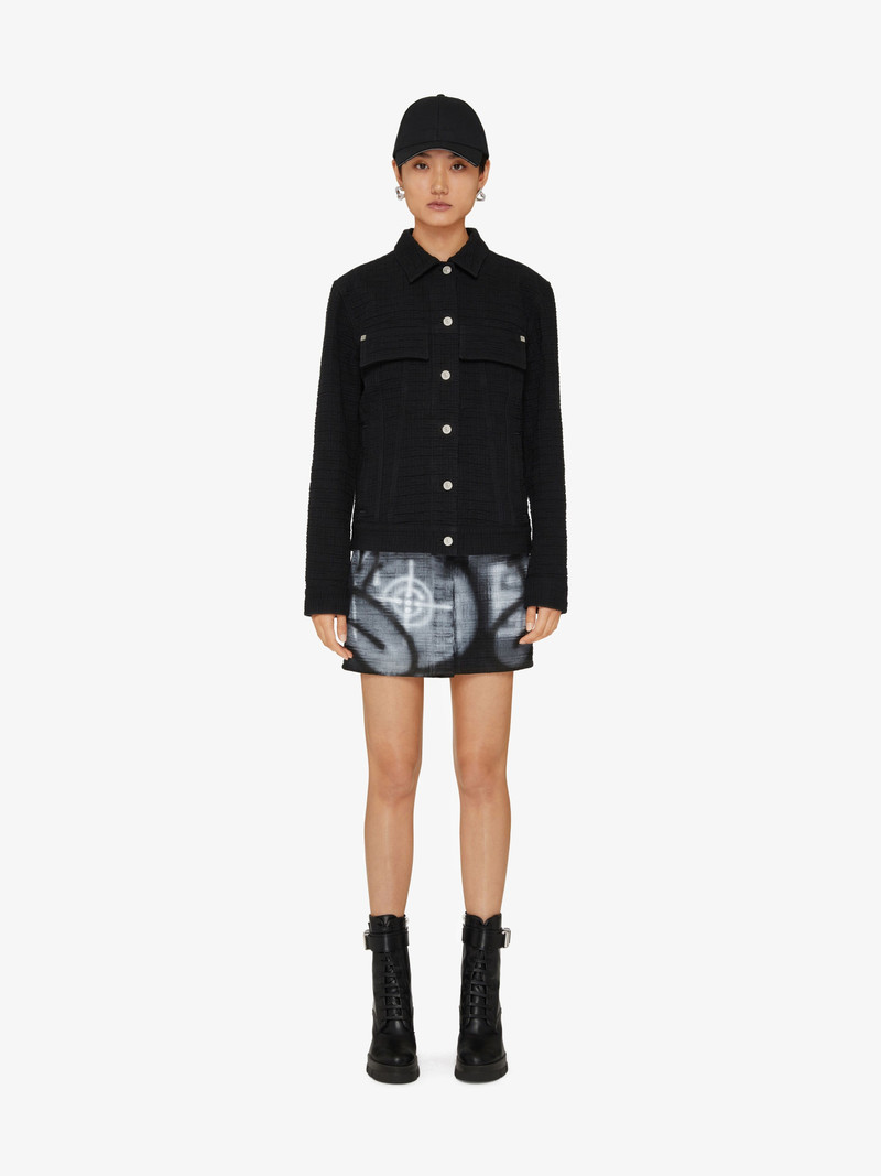 Givenchy 4G MINI SKIRT IN DENIM WITH TAG EFFECT PRINTS outlook