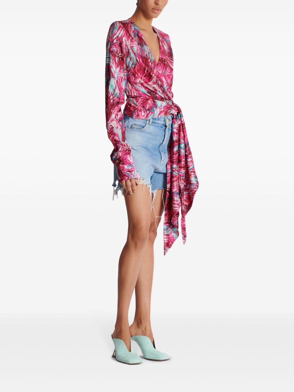 Feather-print silk blouse - 3