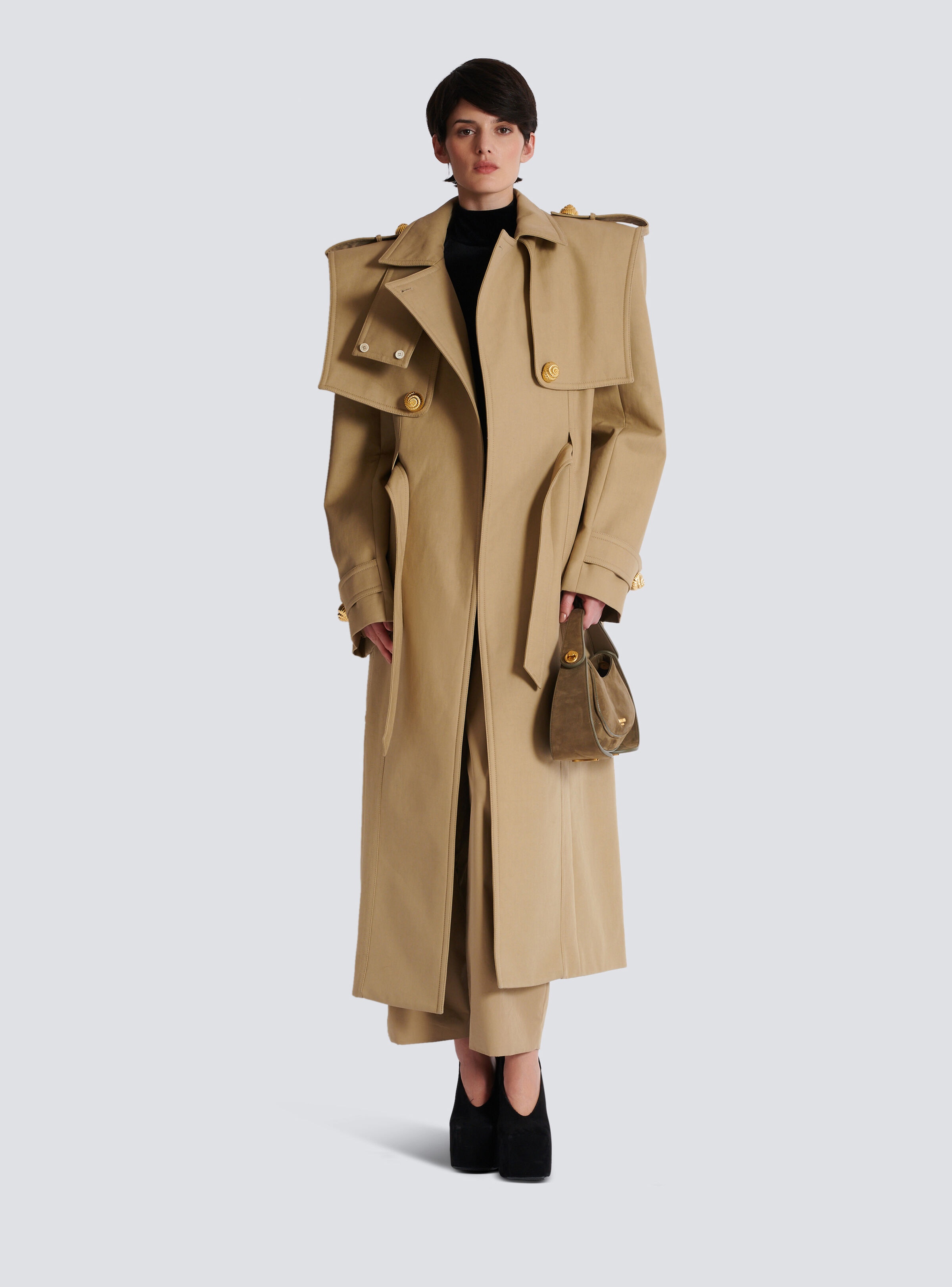 Belted trench coat in water-repellent cotton - 2