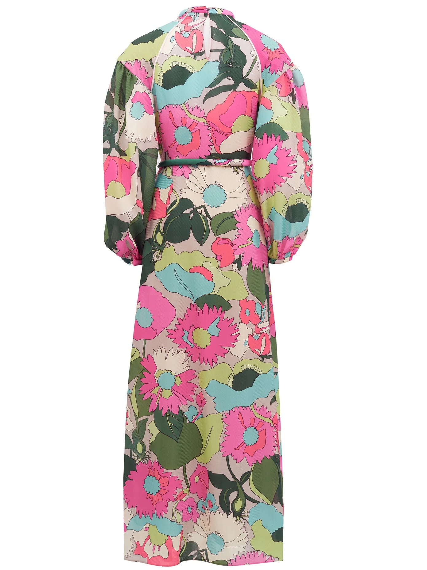 Floral-print balloon-sleeved silk maxi dress - 4