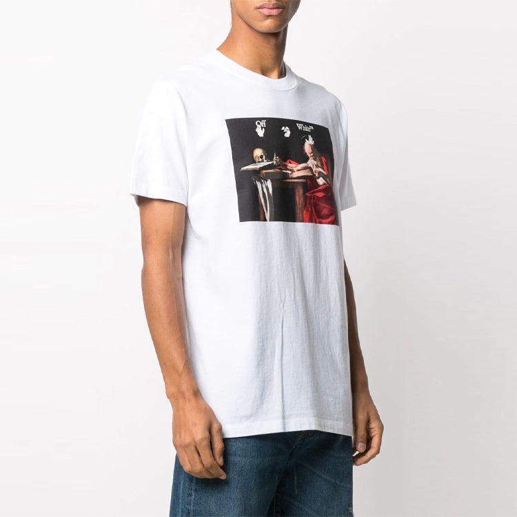 Off-White SS21 Printing Pattern Round Neck Short Sleeve White OMAA027R21JER0040125 - 4