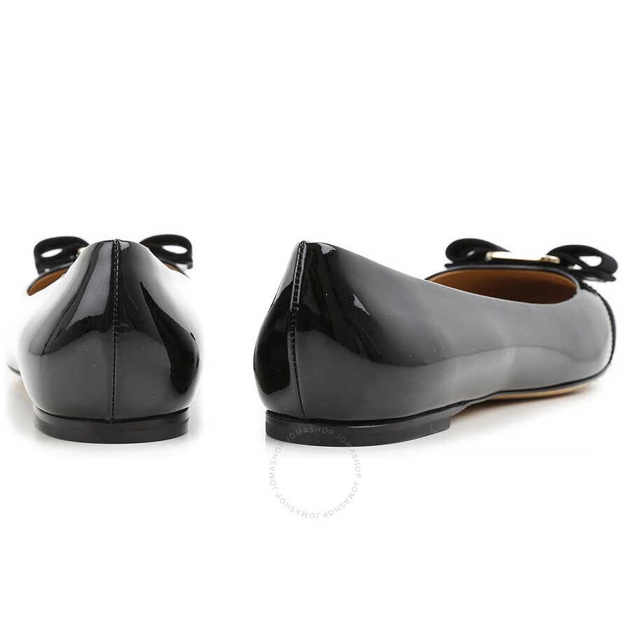 Salvatore Ferragamo Ladies Blk Patent Vara Bow Ballerina Shoes - 3