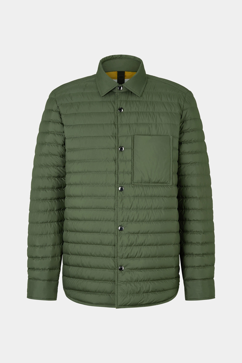Olli Lightweight down overshirt in Olive green 1