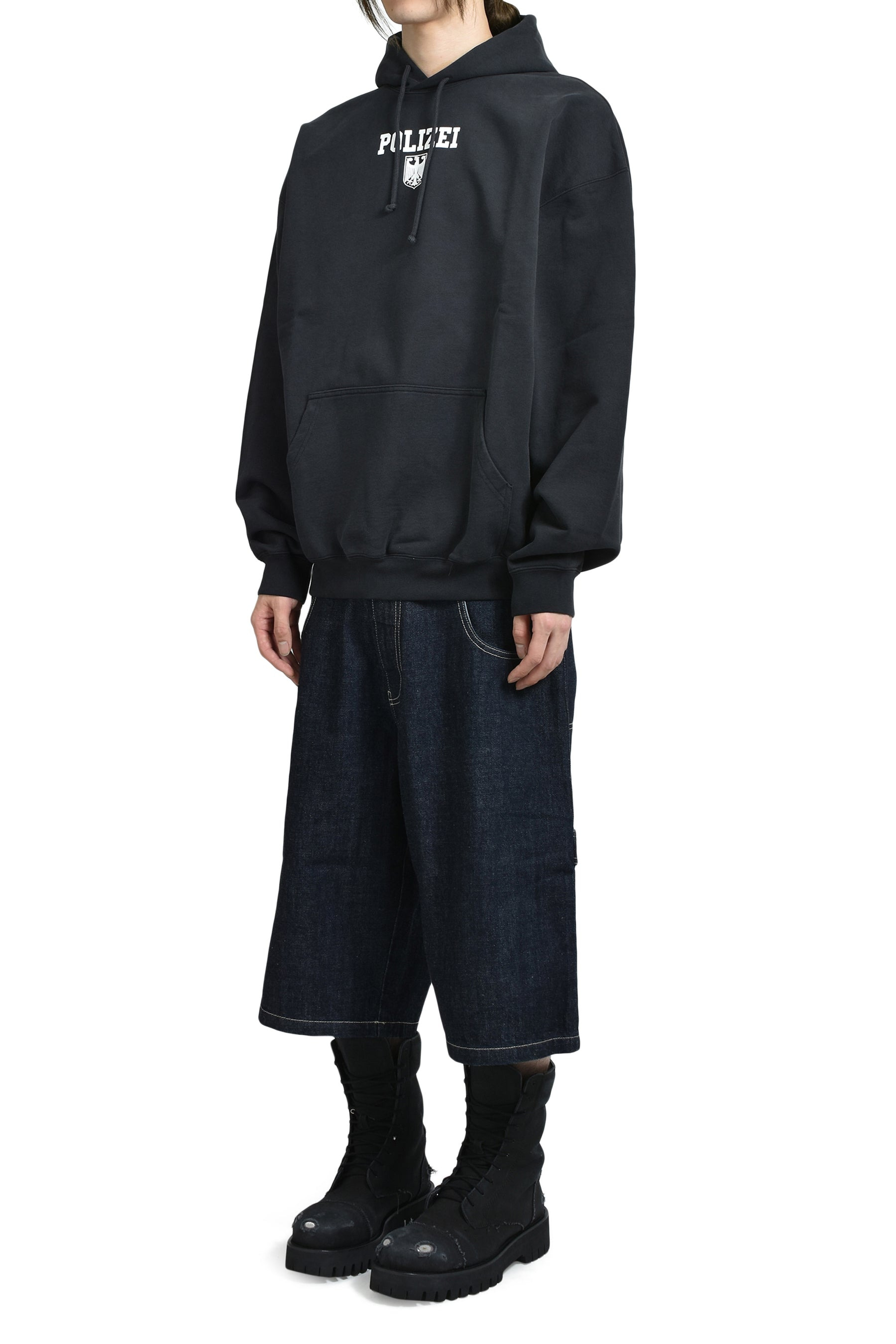 POLIZEI OVERSIZED HOODIE / WASHED BLK - 5